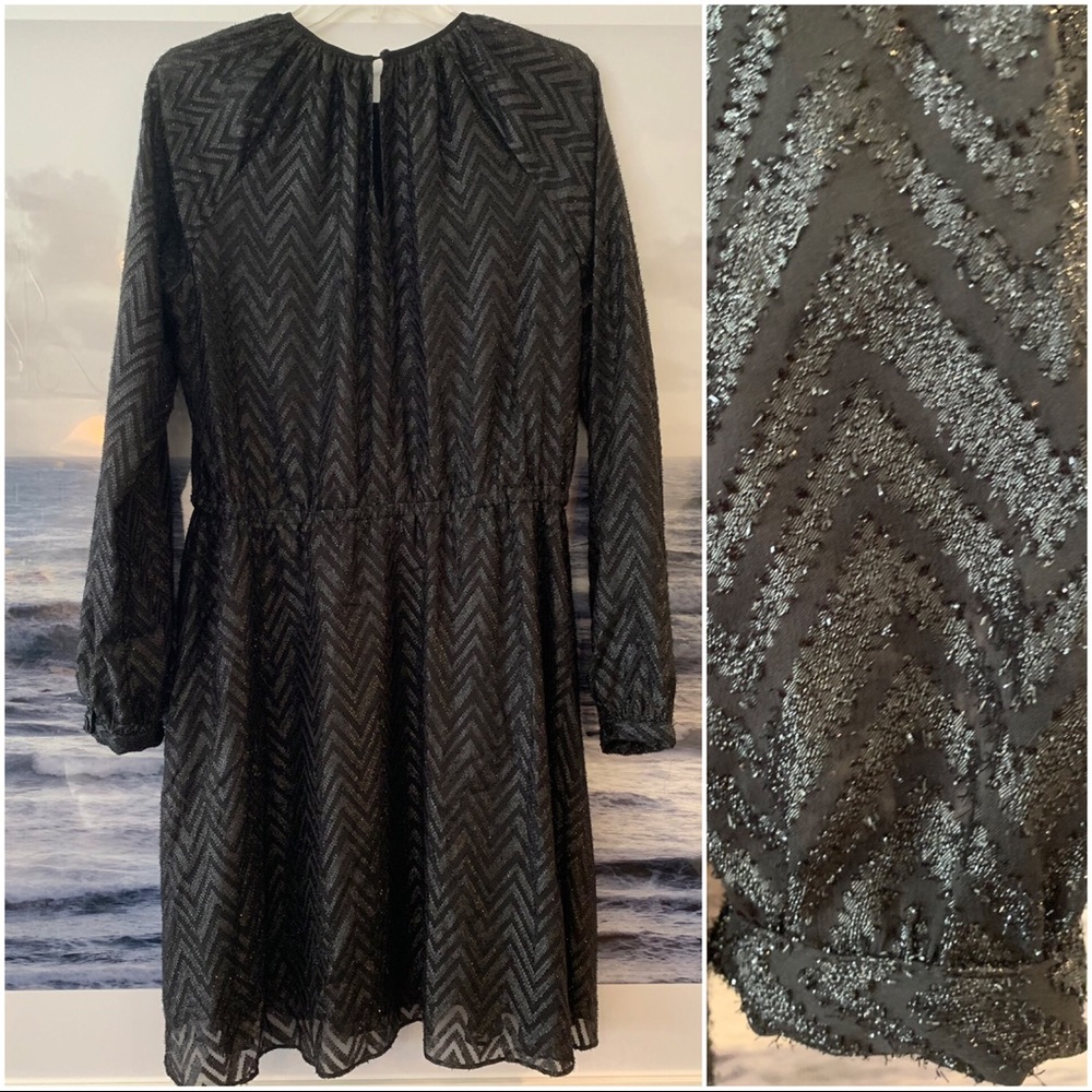 Michael Kors: Metallic Black Dress: Sz; L